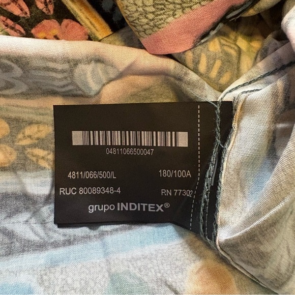 Zara Men’s L Green Casual Button Down Shirt with Retro Hawaiian Design - Picture 8 of 11